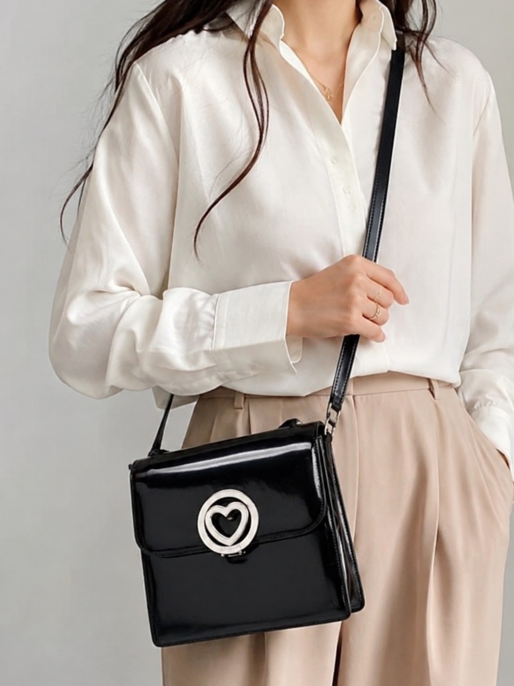 Moschino Black Leather Crossbody Bag Made in Italy